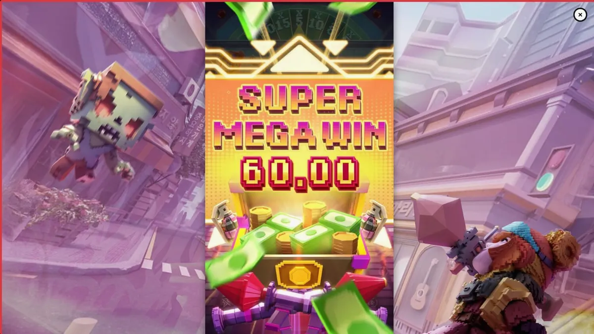 Tampilan antarmuka slot Zombie Blasters dengan tema arcade retro